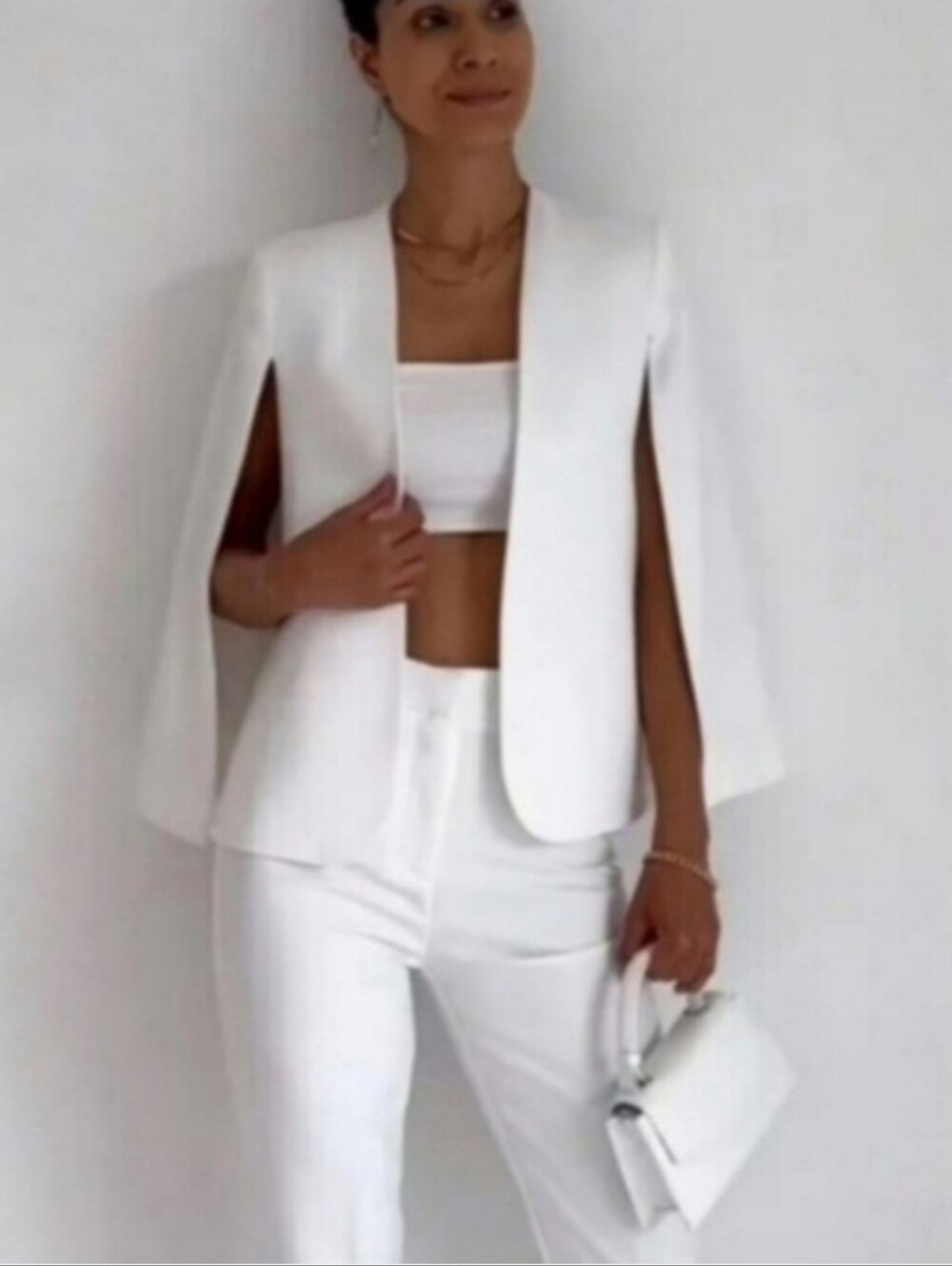Zara Cape Blazer Jacket White Size XL
